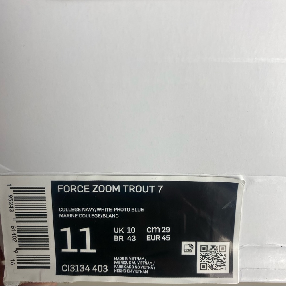 Nike Force Zoom Trout 7 Baseball Cleats CI3134-403 Midnight/Navy Men’s Size - Picture 12 of 12